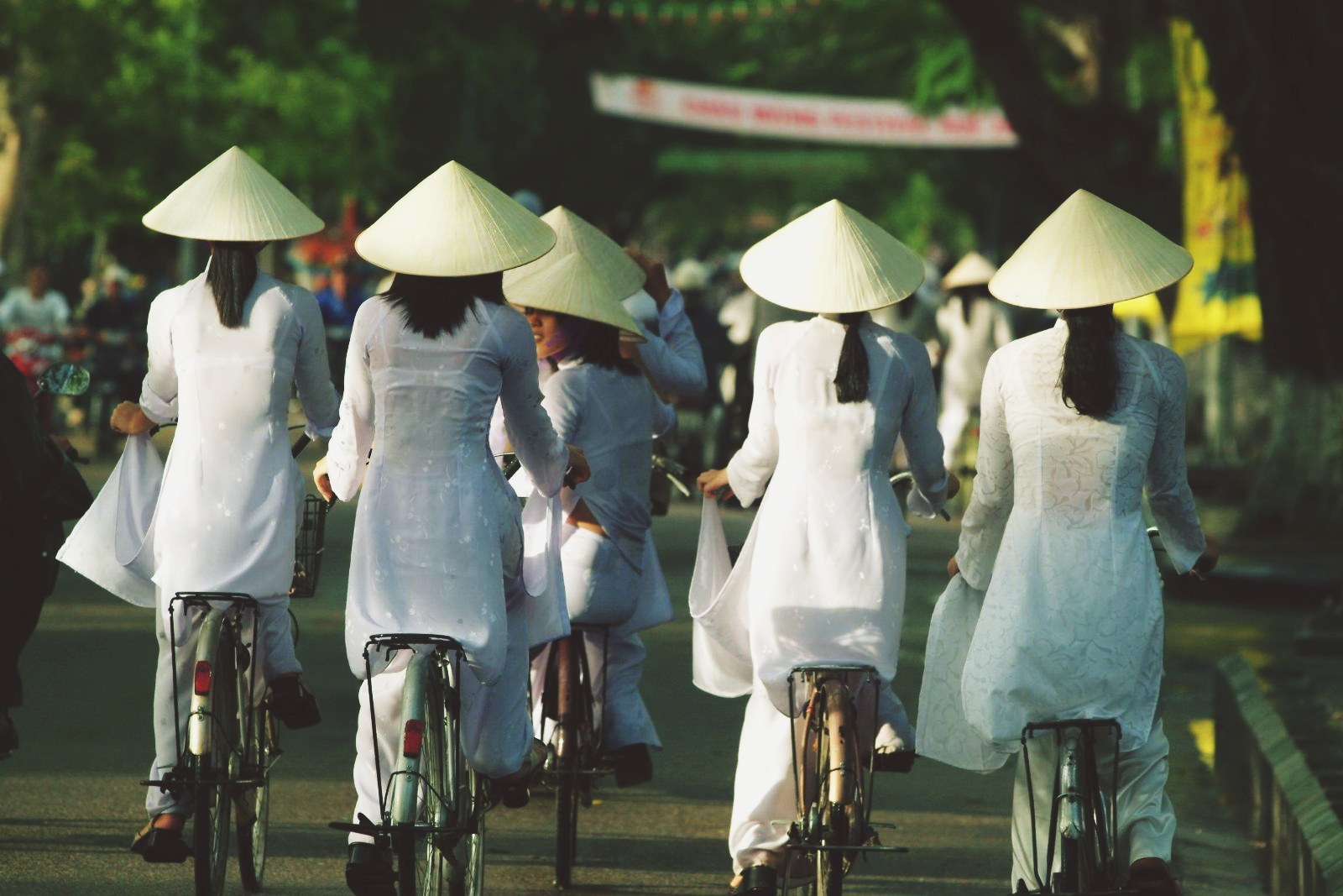 Female students of Hue in their traditional Ao Dai